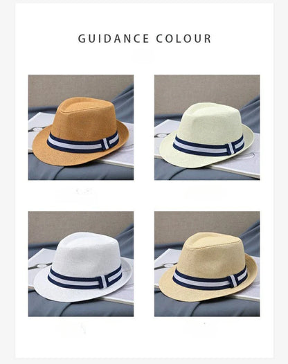 New Hat Men Summer Short Shading Fashion Jazz Gentleman Hat Middle-aged and Old Outdoor Leisure Joker Hat