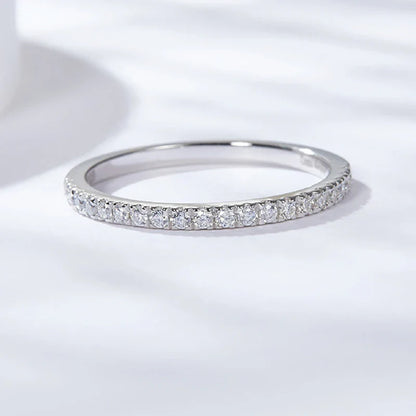 3pcs 0.2ct Moissanite Eternity Ring for Women Men 1.3mm 18k Gold Plated Sterling Silver Wedding Moissanite Band Jewelry