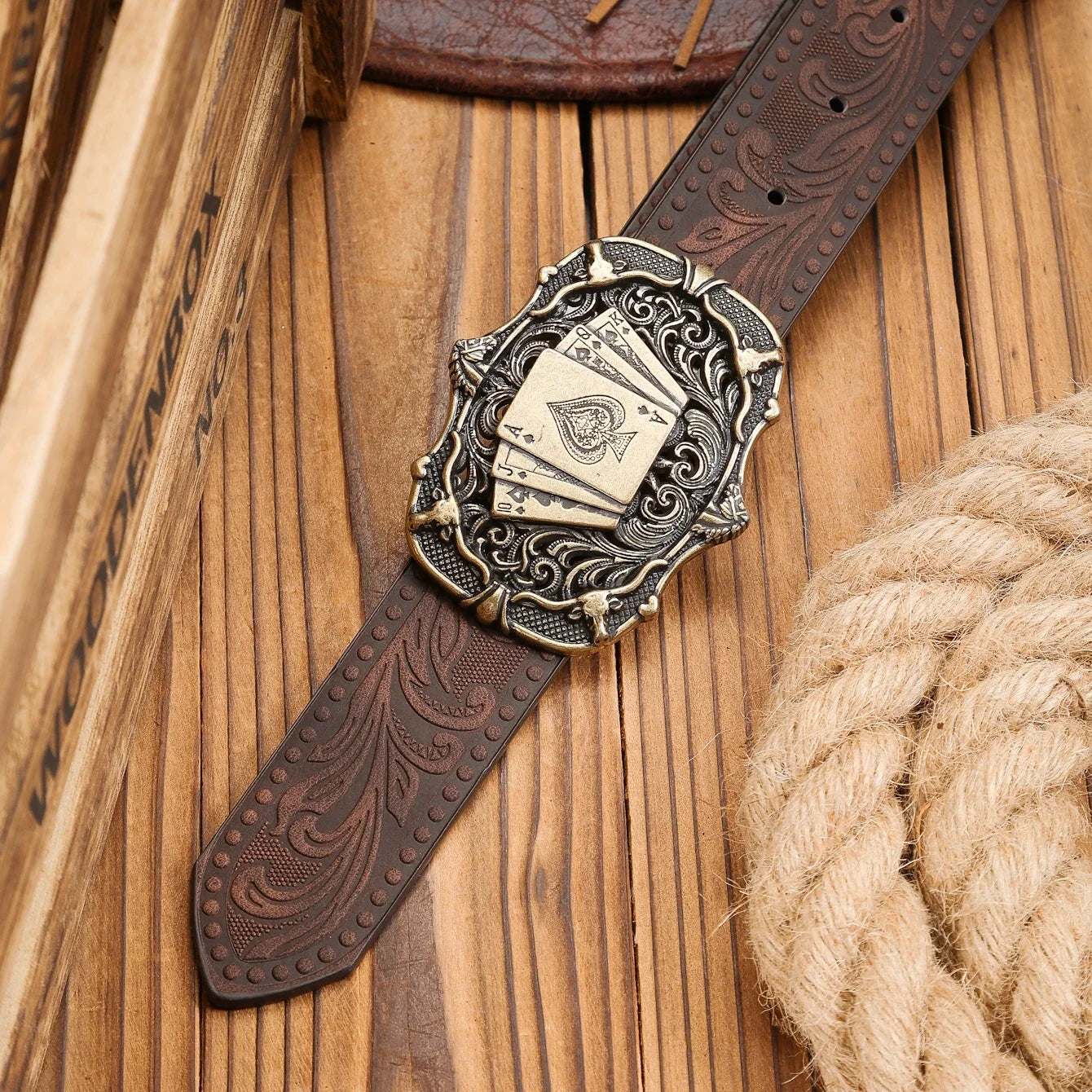 A Western-Buckle PU Belt Suitable for Both Men and Women, A Unique and Retro Brown Belt (With Perforated Nails Included)