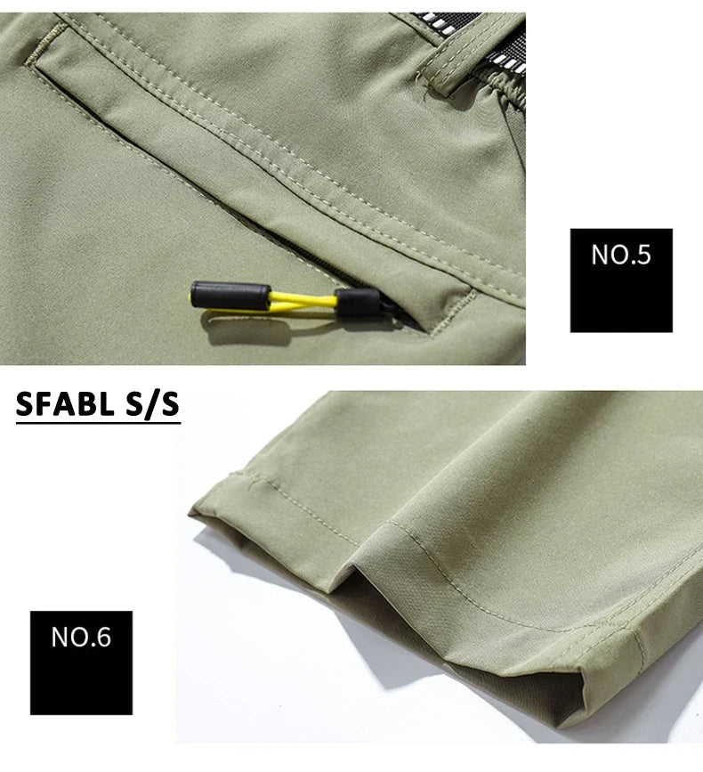 5XL Summer Quick Dry Hiking Pants Men Stretch Waterproof Tactical Pants Zipper Pockets Trousers Lightweight Fishing Pants