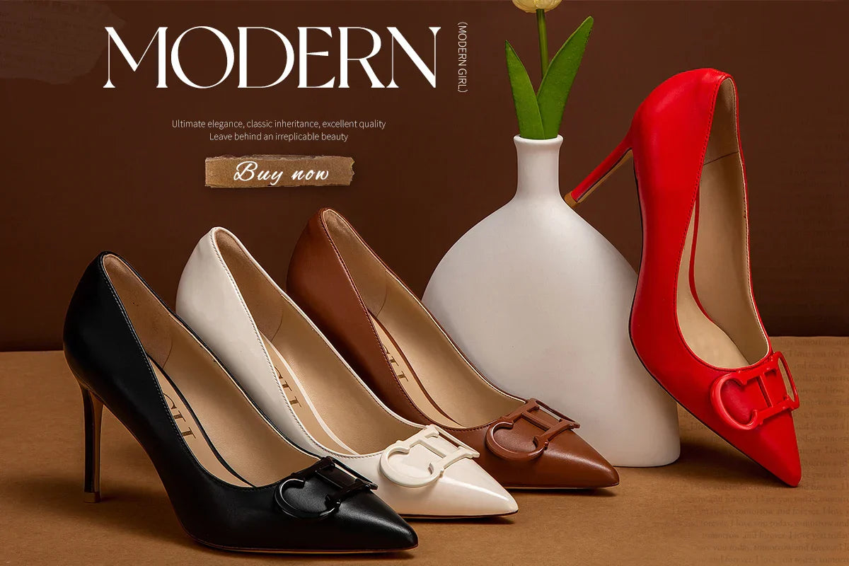 Women's High Heels 2025 Spring New Hollow Business Women's Shoes 7cm Red Evening Shoes