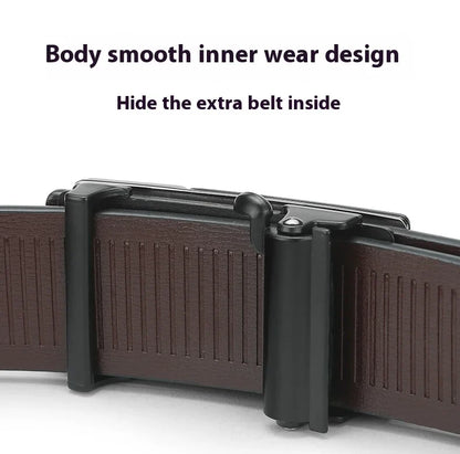 Black Belt Men, Genuine Leather Dress Designer Belts for men, Fashion Slide Ratchet Click Casual Mens Belt for Jeans