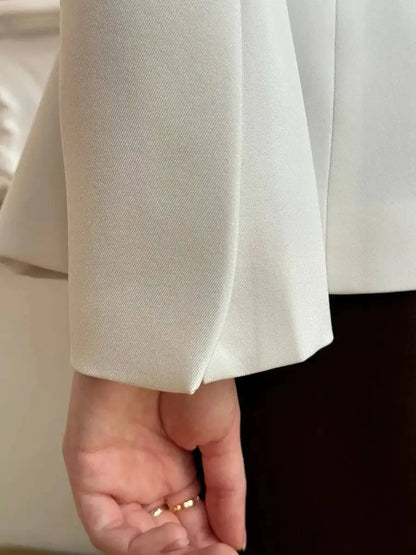 Women 2026 Spring Autumn Mandarin Collar Blazer Ruched Front Multi Row Buttons Long Sleeve Fit Formal Office Outerwear Coat