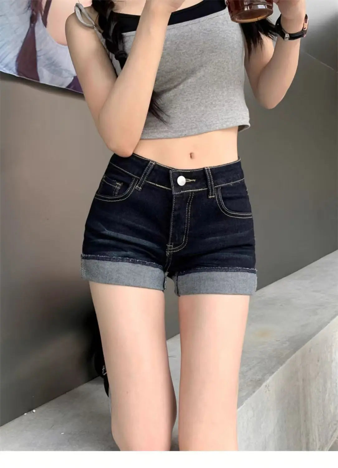 Spring Summer Slim Casual Denim Shorts Women Skinny Jeans Short Pants Fashion High Elastic Blue Hot Shorts Girls Denim Shorts