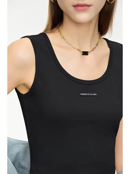 Women's Ribbed Sleeveless Top 2026 Summer U-Round Neck Short Tank Slim Fit Cropped Cotton Casual Vest For Women 12621099