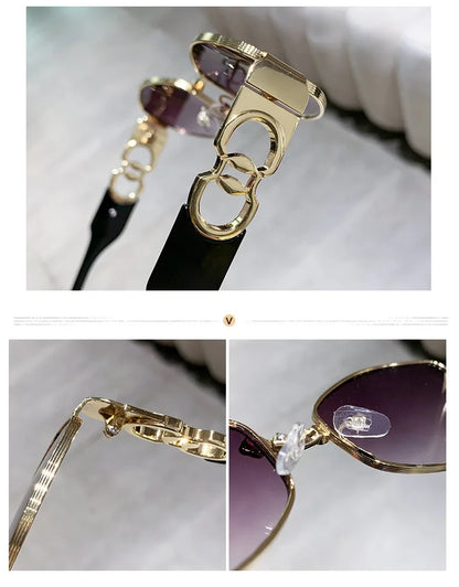 Oval Sunglasses 2025 New Female Metal Internet Celebrity Street Shot Sun Glasses Women Men Retro Photo Sunshade Ladies UV400