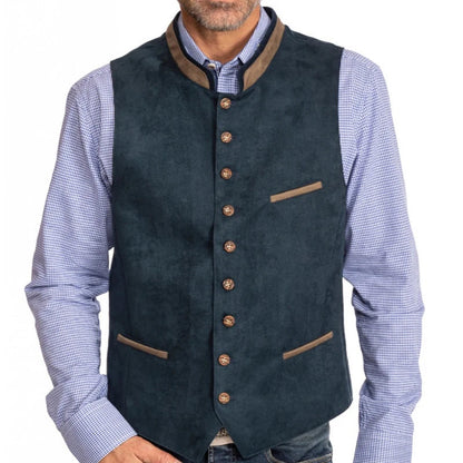 Men Vest Green Suede Velvet With Collar Single Breasted Waistcoat For Wedding Banquet Party Business Work Casual Daily Men Vest