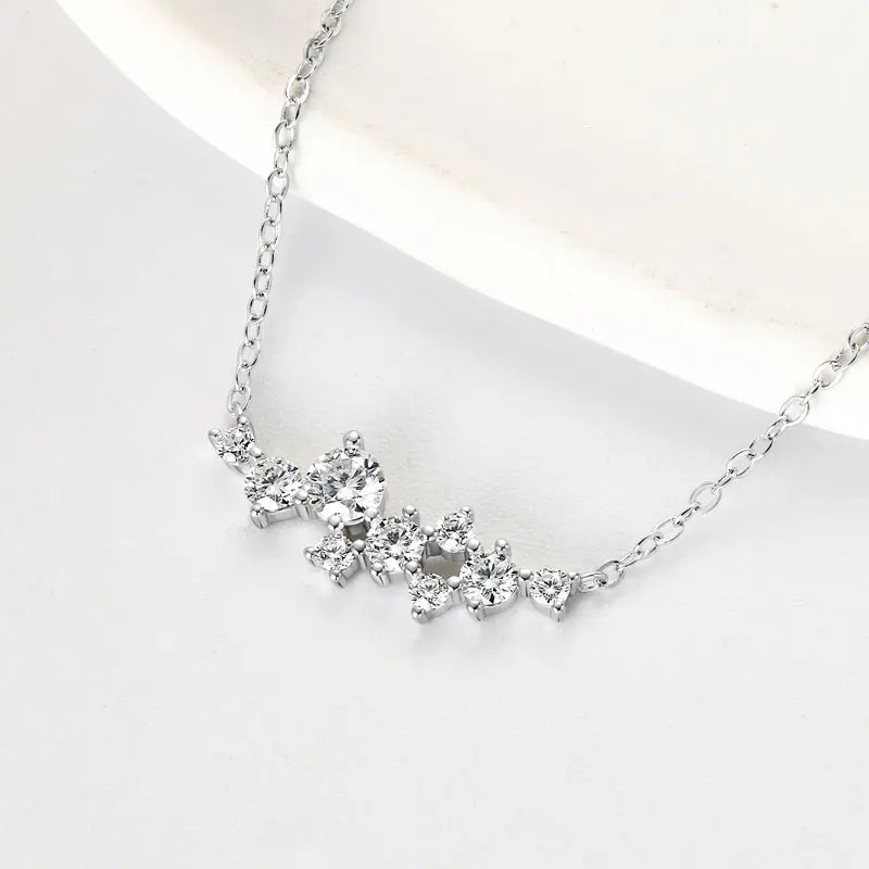 Moissanite Diamond Necklace Original 925 Sterling Silver Unique Cluster Pendant Necklaces For Women Delicate Jewellry Gift