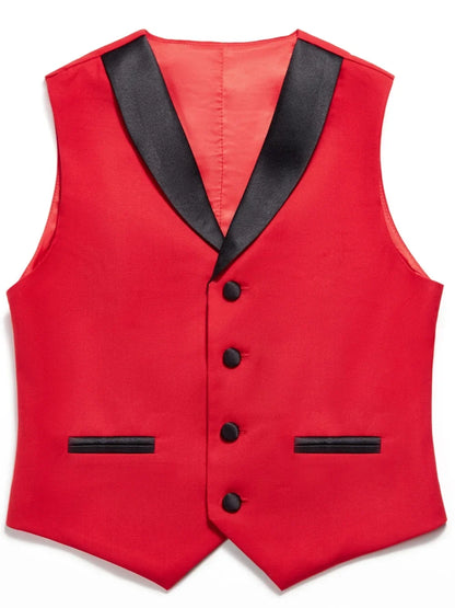 Christmas Red Boys Suits 4 Pieces Banquet Party Wear Shawl Lapel Kids Suit Set Performance Outfit 3-14T Wedding Birthday Tuxedo