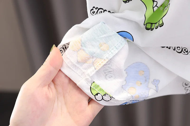 Summer Toddler Clothes Suit Full Print Dinosaur Pattern Short Sleeved Tshirt&shorts Set For Outdwear Tracksuit Boys Clothes Suit