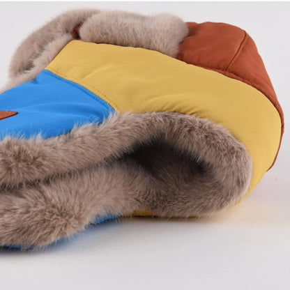 Russian Hat New Thick Warm Patchwork Winter Fur Hat for Men Women Windproof Riding Ski Earflap Cap Male Female Bomber Hat