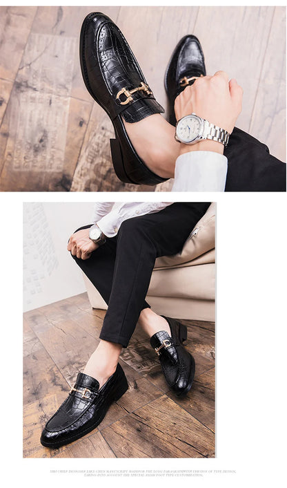 Classic Social Leather Shoes For Men Leather Loafers Wedding Casual Business Brogues Shoes Men Office Leather Men's Dress Shoes