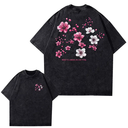 Anime Pain Printed T Shirt Men Retro Washed 100% Cotton Tops Tees Harajuku Tshirt 2023 Streetwear Hip Hop Male T-shirts