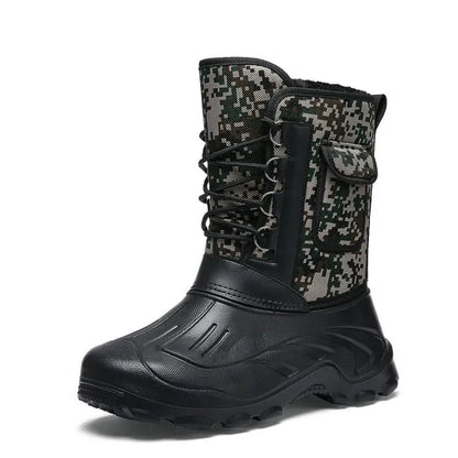 2025 New Men's Winter Boots Platform Men's Snow Boots Warm Thick Plush Waterproof Outdoor Fishing Work Boots Plus Size 40-46