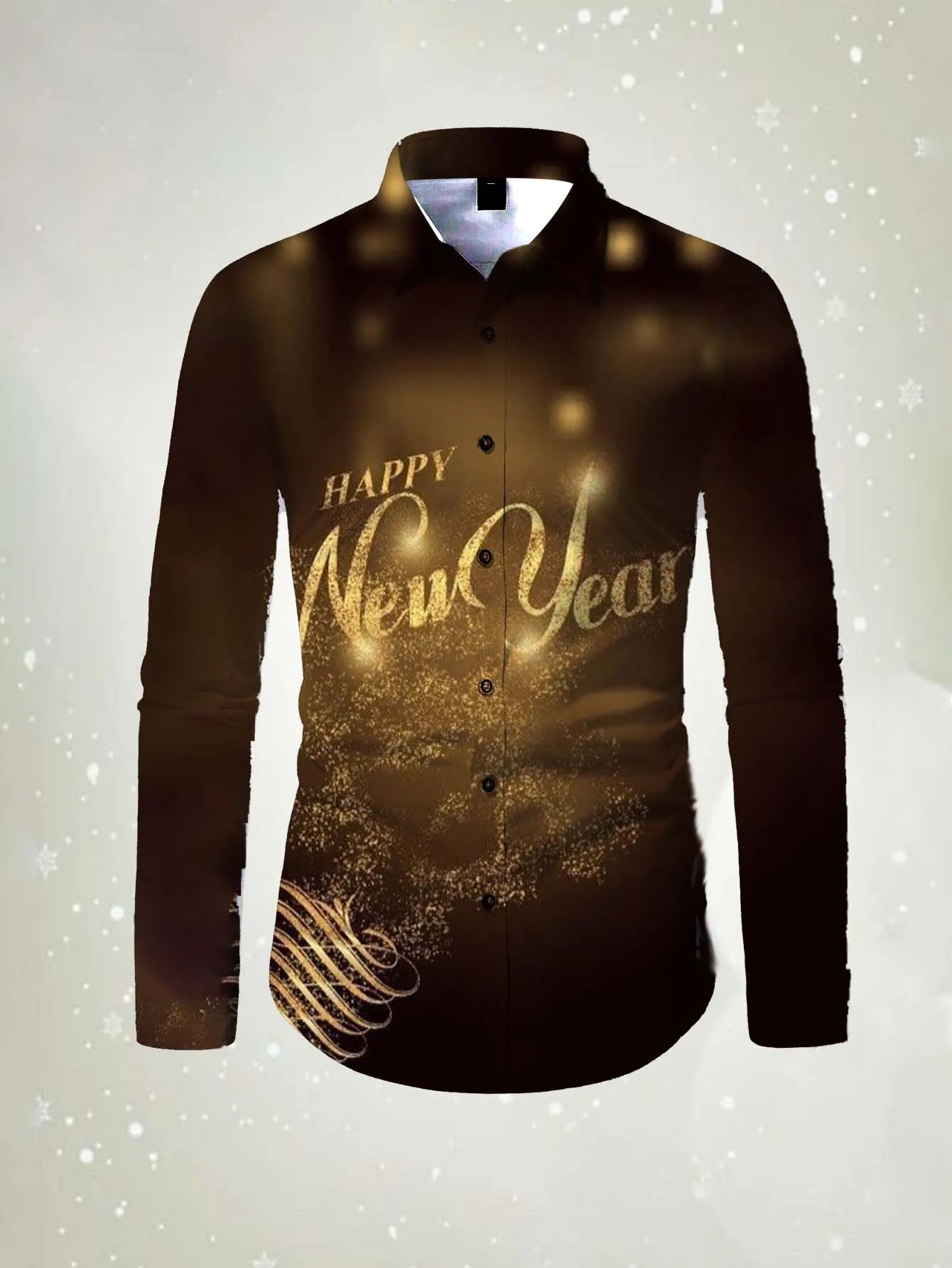 Men's long sleeved shirt 2026 Happy New Year Pattern 3D printed Shirt spring autumn New fashion casual Festival Unisex clothing