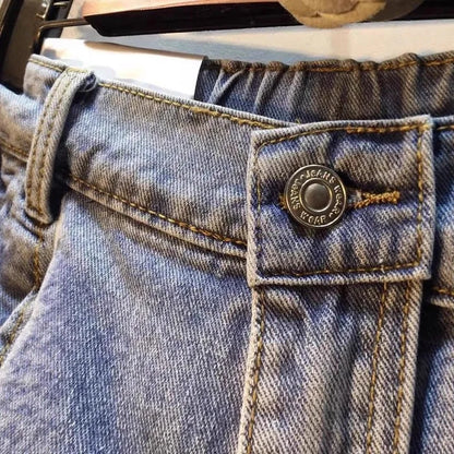 2026 Summer New Embroidery Letter High Waist Cargo Pocket Denim Shorts Women