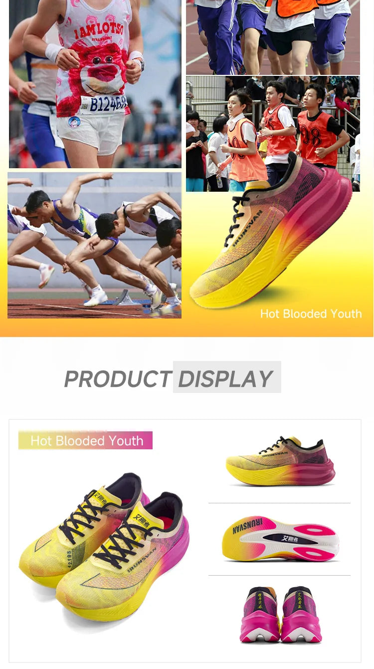 Men Running Shoes Breathable Sports Shoe Lightweight Marathon Carbon Plate Sneaker Casual Comfortable Athletic Training