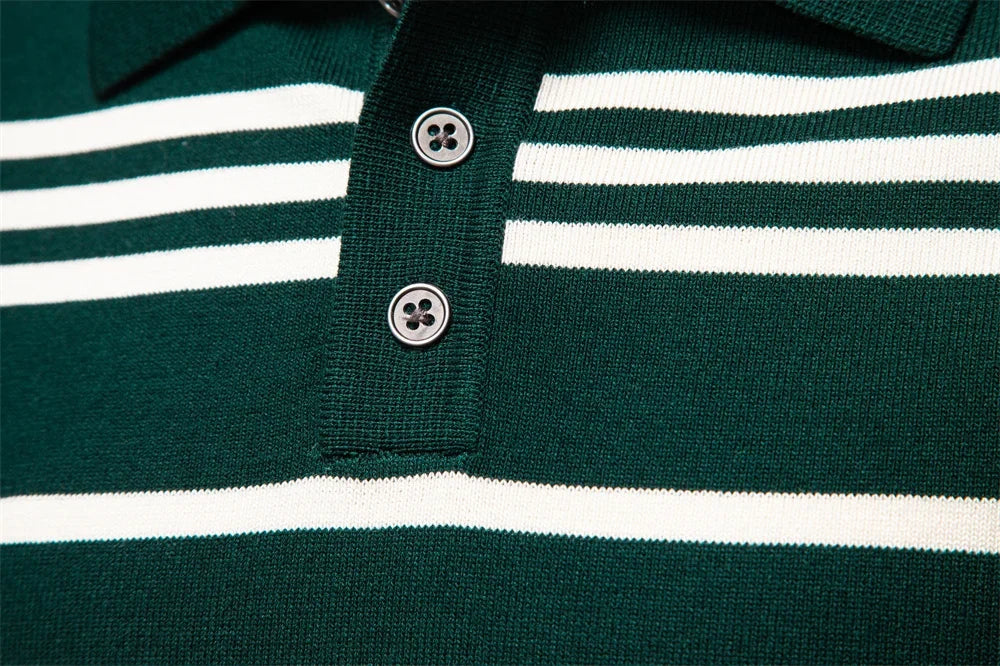 2025 Color Block Polo Men Striped Long Sleeve New Autumn Designer Social Business Premium T-shirts Male