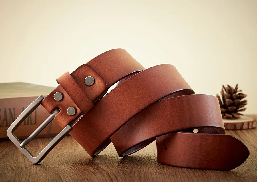 3.8CM Real Genuine Leather For Men High Quality Cowskin Casual Jeans Belts Business Cowboy Waistband Male Fashion Designer Belt