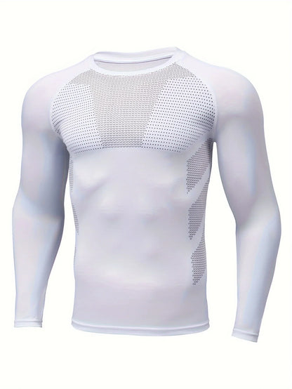 Men's Athletic Quick-Dry Long Sleeve Tee - High-Stretch, Durable & Versatile Sportswear for Training and Casual Wear