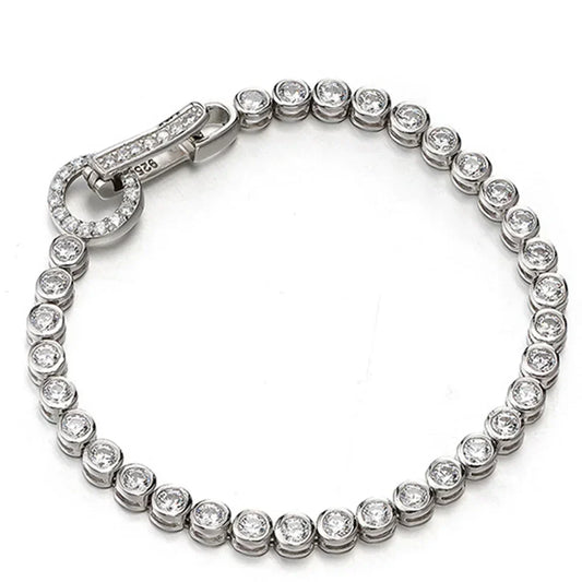 100 % argent sterling 925, bracelet chaîne en moissanite de synthèse, pour femme, bijoux de boutique, pour fête et mariage