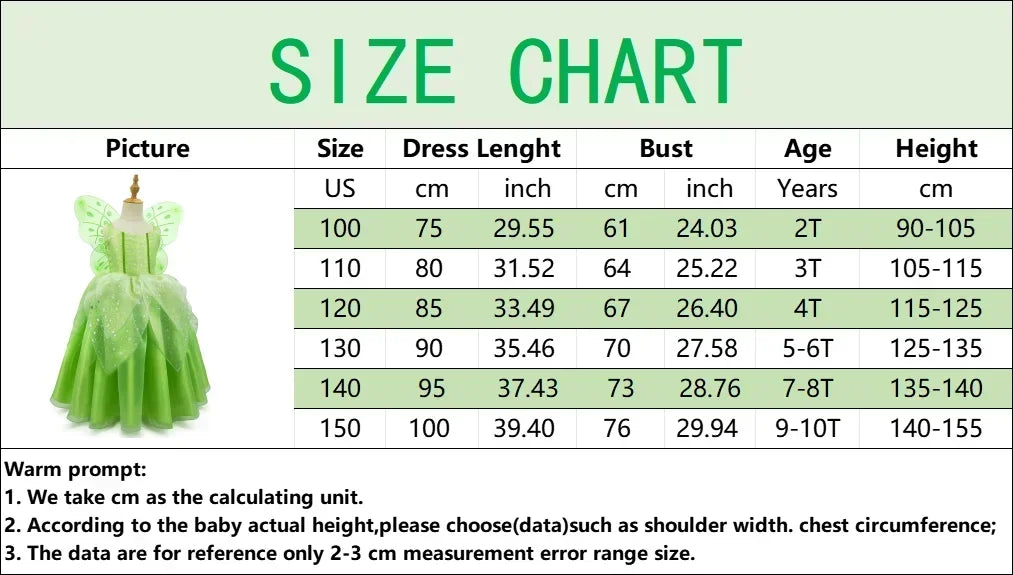 Girls Fairy Dress Up Kids Princess Green Flower Fairy Dress With Wings Princess Costume Party Tinkerbell Tinker Bell Dresses
