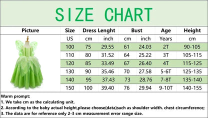 Girls Fairy Dress Up Kids Princess Green Flower Fairy Dress With Wings Princess Costume Party Tinkerbell Tinker Bell Dresses