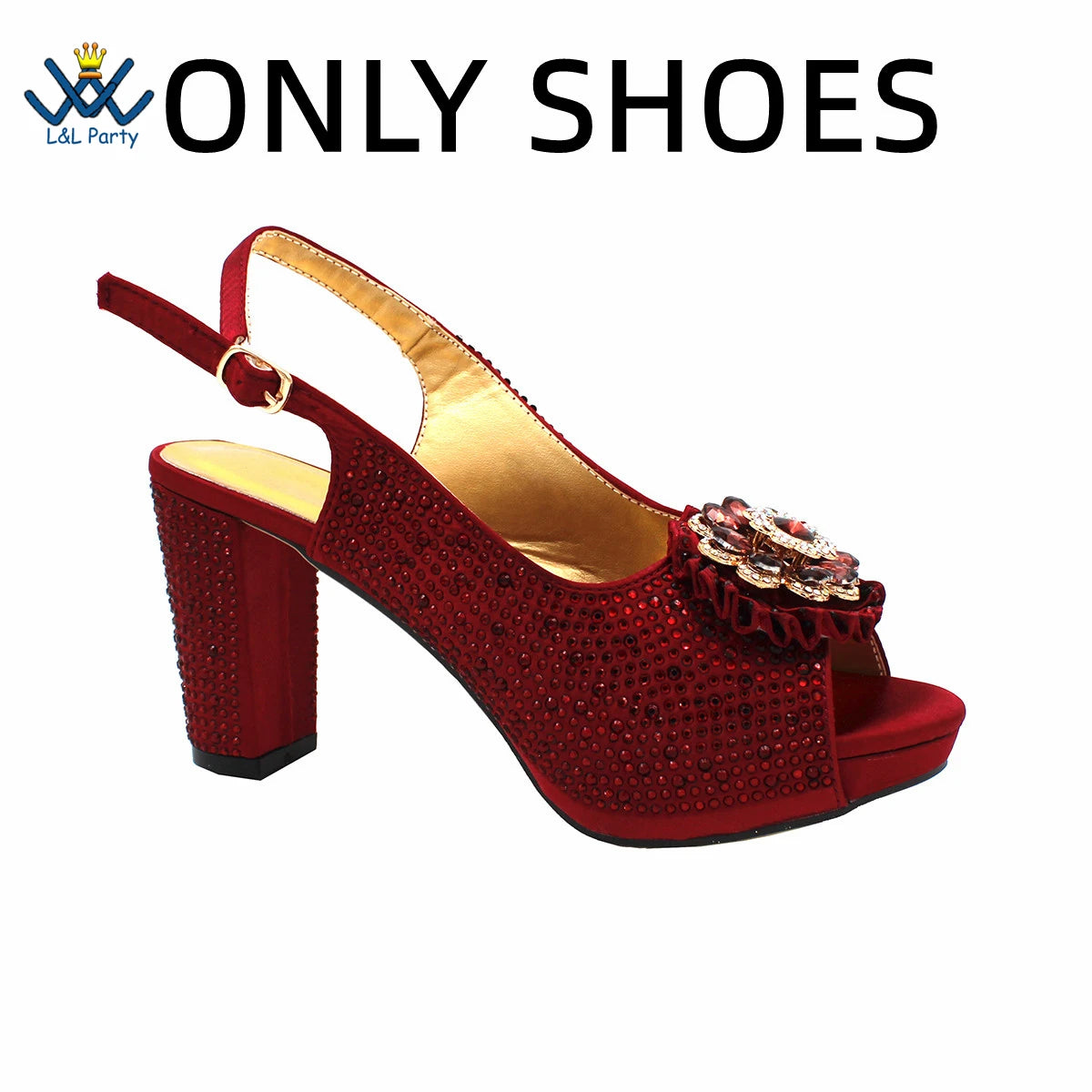 2022 Sweet  Special Design Women Crystal Style African Ladies Party Shoes Matching Bag in Magenta Color