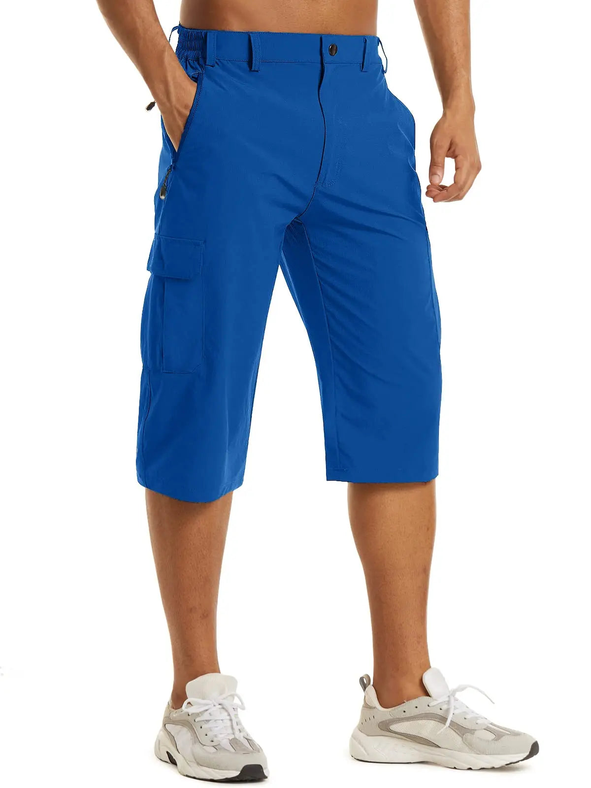 Below Knee Length 3/4 Long Shorts Men's Outdoor Capri Pants Multi Pocket Summer Twill Work Cargo Pants Man