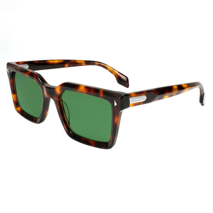 Designer Retro Rivet Tortoise Acetate Rectangle Sunglasses UV400 Non-Polarized Unisex Eyewear