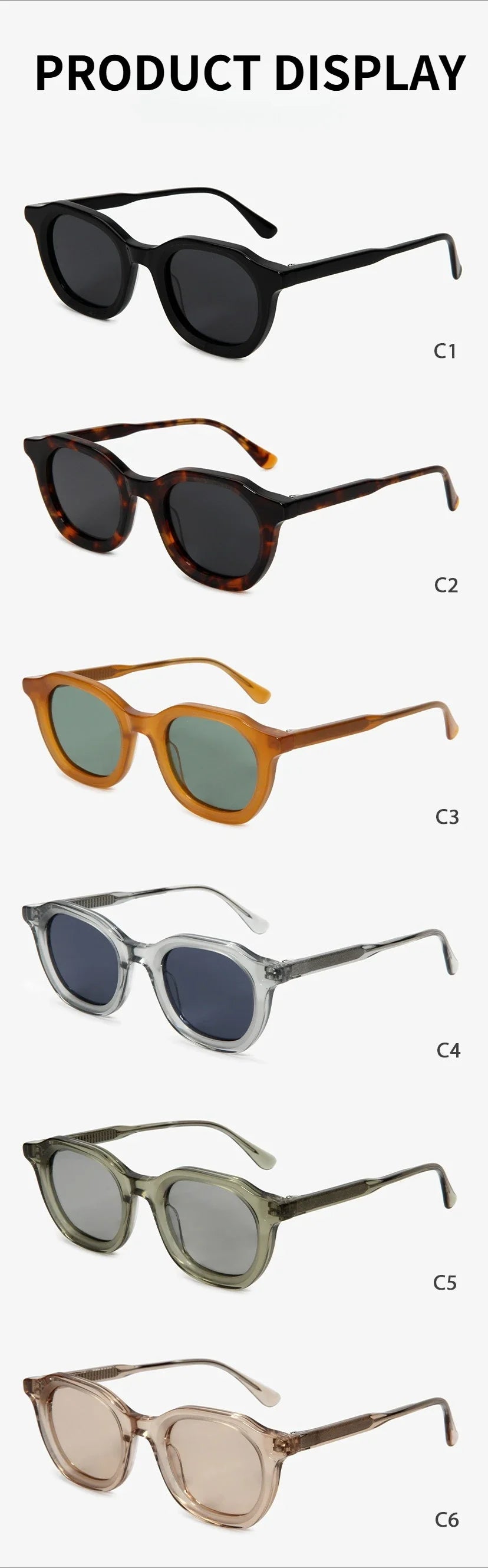 2026 New Fashion Handmade Acetate Polarized Sunglasses Women Portable Sun Glasses Men Narrow Edge Eyeglasses Prescription Custom