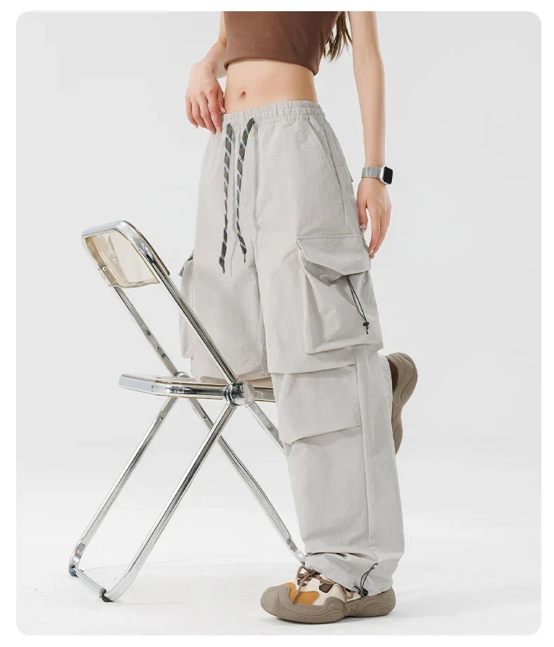 Women Hiking Pant Elastic Waist Trouser Adjustable Cuff Windproof Pant Men Outdoor Camping Pant Multiple Pockets Waterproof Pant