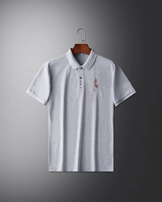 High end brand men's exquisite printed polo shirt short sleeve 2024 summer new cool and comfortable silk casual lapel T-shirt