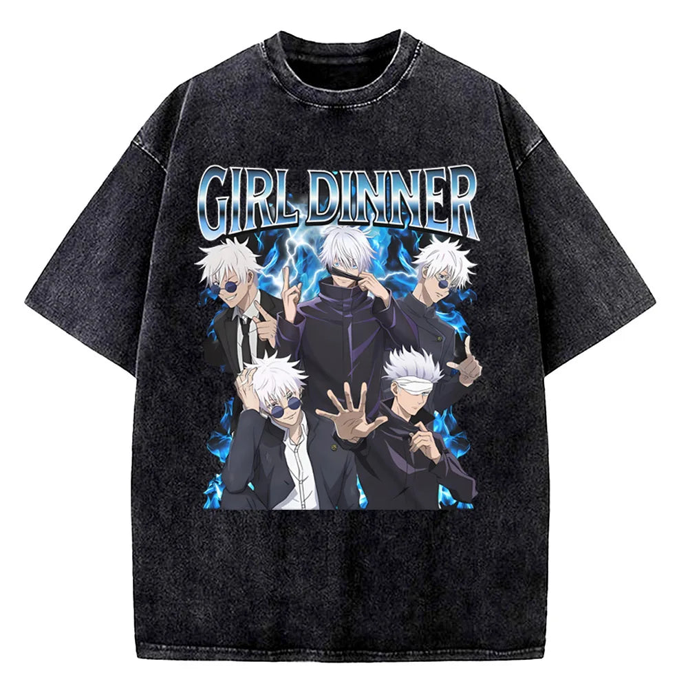Anime Jujutsu Kaisen Choso Print T Shirt Men Women Y2k T-shirts Vintage Washed Cotton Tee Harajuku Male Short Sleeve Tshirt