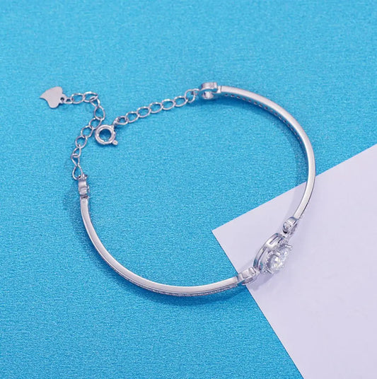 Bracelet pour femme en argent sterling 925, moissanite blanche 1,0 Ct, plaqué or 18 carats, jonc diamant avec certificat GRA