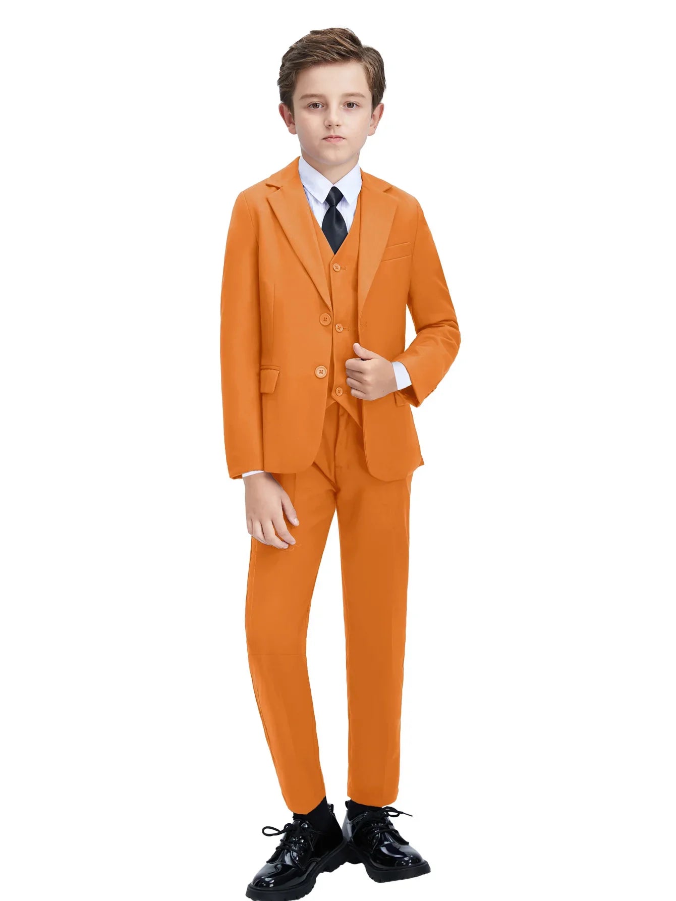 Boys Suits 4-Piece Jacket Vest Pants Tie Random Teen Dress Wedding Performance Prom Formalwear Classic Slim Elegant Age 2-16Y