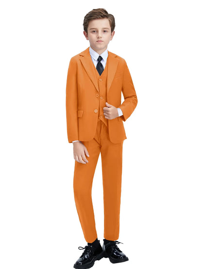 Boys Suits 4-Piece Jacket Vest Pants Tie Random Teen Dress Wedding Performance Prom Formalwear Classic Slim Elegant Age 2-16Y
