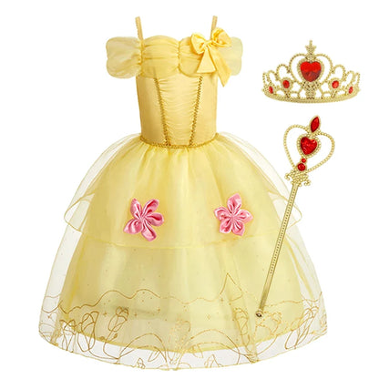 2026 Girls Costume Sleeping Beauty Aurora Princess Party Rapunzel Halloween Snow White Cosplay Costume Kid Cinderella Dress up