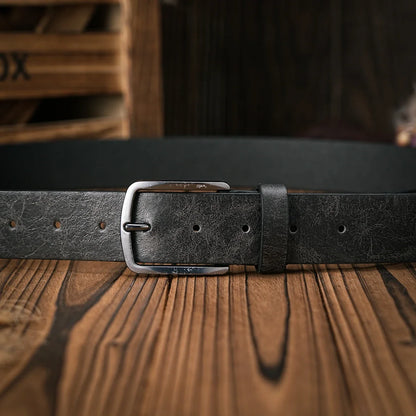 A Men's and Women's Retro Metal Buckle Casual Style Brown PU Belt Suitable for Daily Business Attendance Four Seasons
