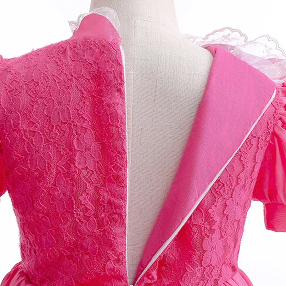 2026 New Child Summer Pink Peach Princess Dress Up Baby Clothes Kids Birthday Party Dresses Little Girls Carnival Costume