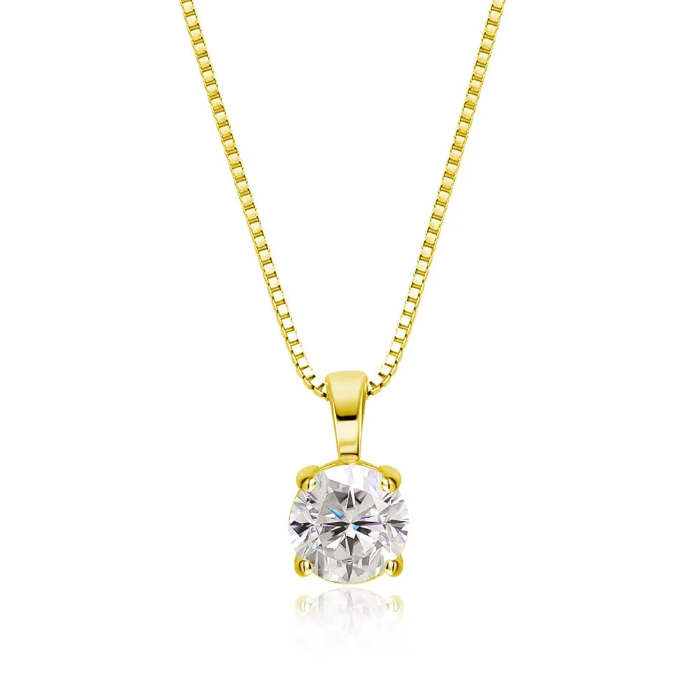 1ct Moissanite Pandent Necklace s925 Sterling Silver Plated 18k Box Chain Dainty Necklaces for Women Fine Jewelry Gift