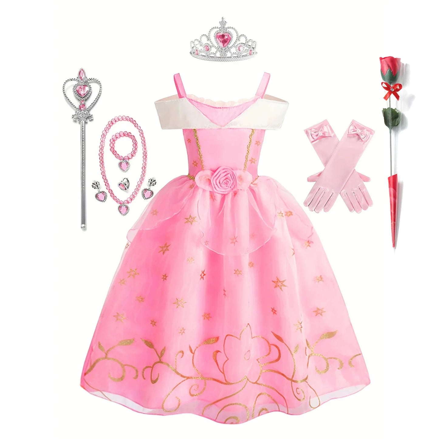 Children Aurora Princess Costume Cosplay Dress Girls Halloween Carnival Birthday Outfit Party Princess Disguise Ball Gown Clothe
