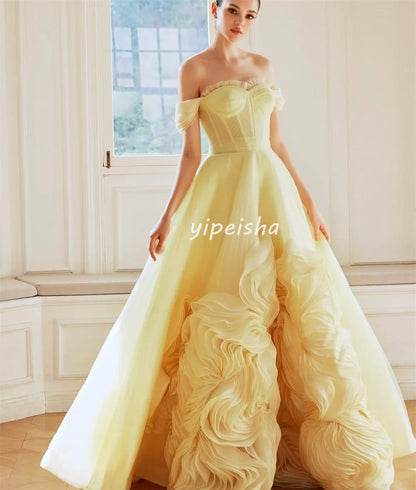 Customized High Quality Classic Organza Ruched A-line Off-the-shoulder Long Dresses Bespoke Occasion Dresses Modern Style Formal
