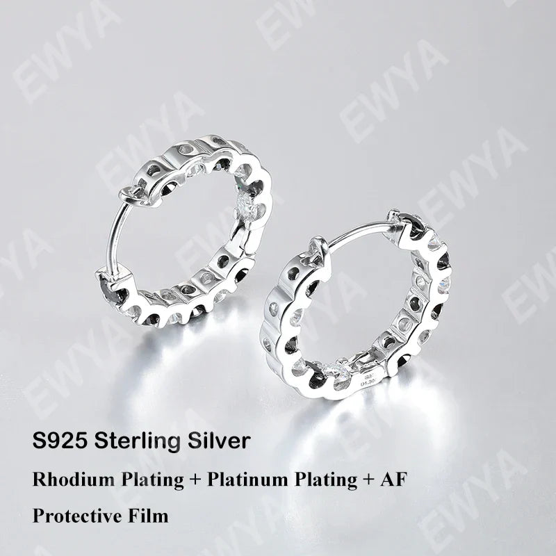 Sparkling 2.6cttw D Color Full Black And White Moissanite Hoop Earrings S925 Silver Earring For Women Party Fine Jewelry