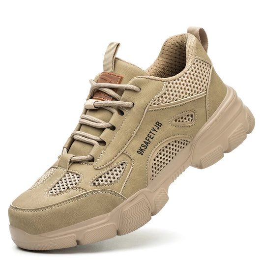 Work Shoes Hollow Breathable Steel Toe Boots Lightweight Safety Work Shoes Anti-slippery For Men Women Male Work Sneaker