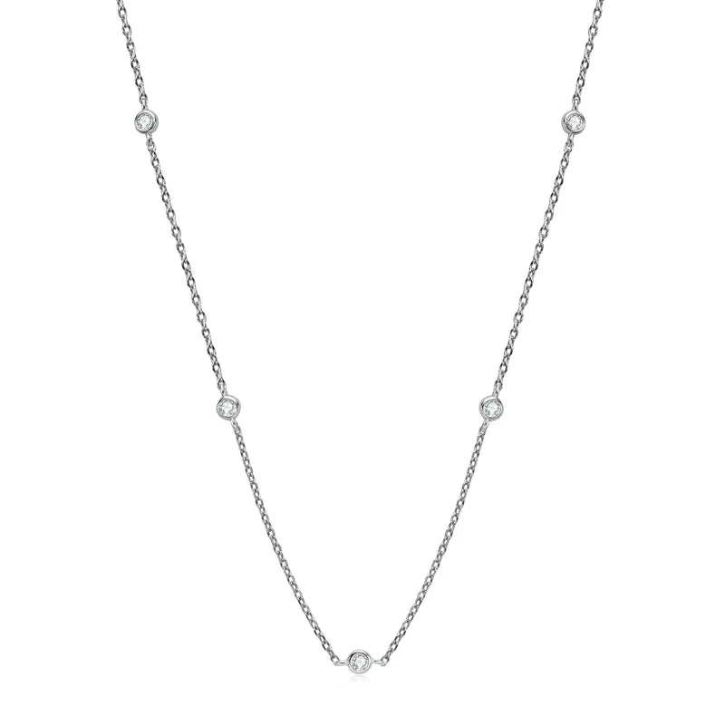 925 Sterling Silver Necklaces Round Cut 2.5mm/4mm Bezel Moissanite Choker Necklace for Women Multilayer Neck Jewelry