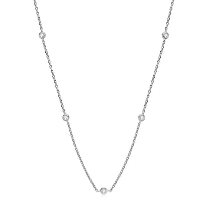 925 Sterling Silver Necklaces Round Cut 2.5mm/4mm Bezel Moissanite Choker Necklace for Women Multilayer Neck Jewelry