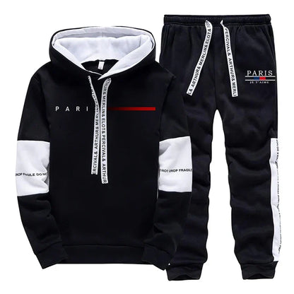 Autumn Winter Mens Tracksuit Print Casual Sweatshirts Sportswear Outdoors Sports Jogging Mens Clothing Single Piece Hoodie Pants