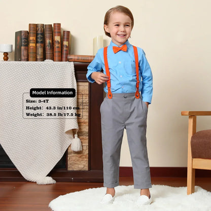 Boys Suits Baby Halloween Outfits Toddler Boy Birthday Set Kids Suspender Dress Gentleman Photography Infant Party Gift Clothes