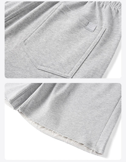 2025 Summer New Oversize 390gsm Drawstring Shorts Men  Raw  Hem Athletic Sports Runinng Shorts